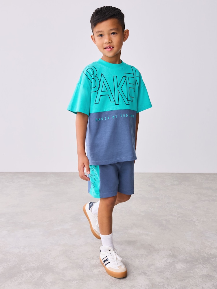 Baker by Ted Baker Colourblock T-Shirt And Shorts Set - Image 2 of 13