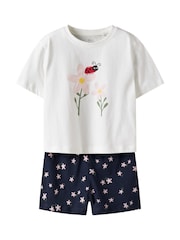 Name It White Floral Short Sleeve T-Shirt & Shorts Set - Image 1 of 3
