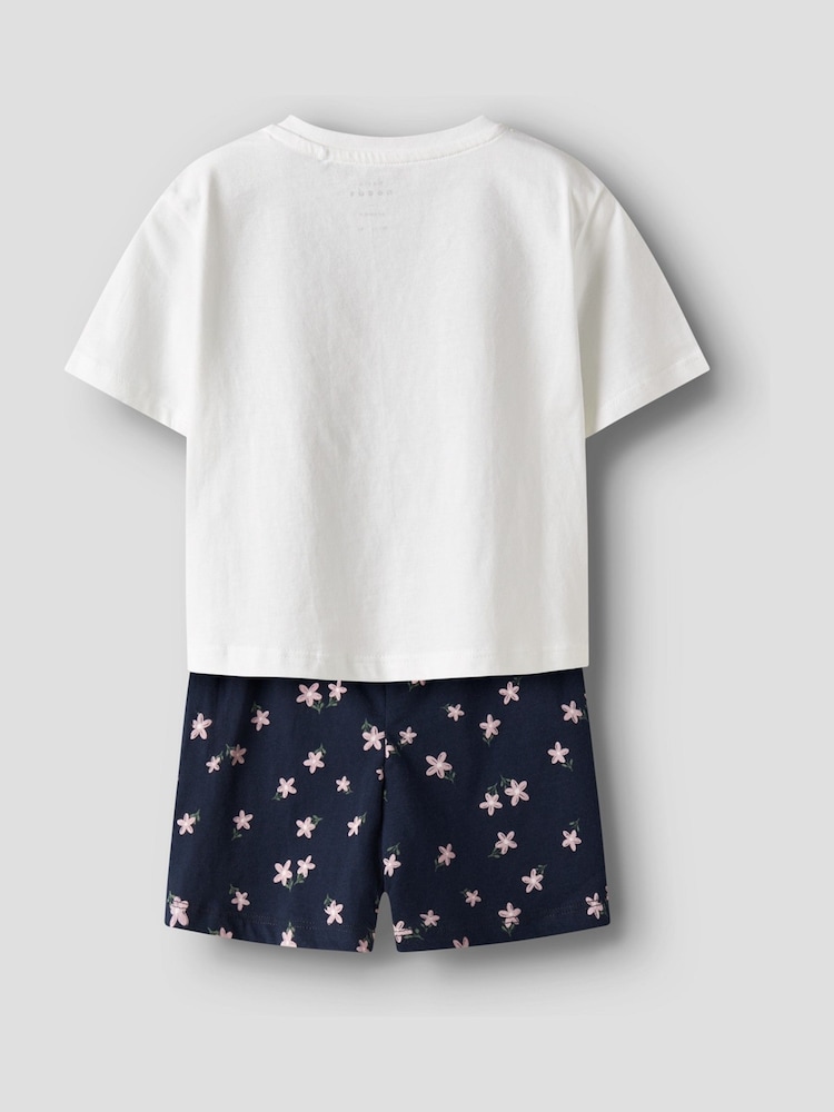Name It White Floral Short Sleeve T-Shirt & Shorts Set - Image 2 of 3