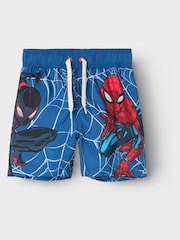 Name It Blue Marvel Spiderman Long Swim Shorts - Image 1 of 2