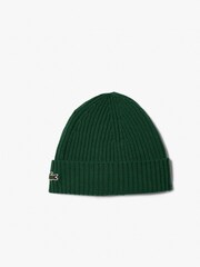 Lacoste Green Rib Knit Brushed Wool Beanie - Image 2 of 4