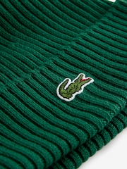Lacoste Green Rib Knit Brushed Wool Beanie - Image 3 of 4