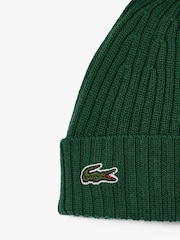 Lacoste Green Rib Knit Brushed Wool Beanie - Image 4 of 4