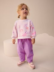 Pink/Purple Doodle Sweatshirt and Barrel Leg Joggers Set (3mths-7yrs) - Image 1 of 8