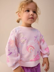 Pink/Purple Doodle Sweatshirt and Barrel Leg Joggers Set (3mths-7yrs) - Image 2 of 8