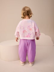 Pink/Purple Doodle Sweatshirt and Barrel Leg Joggers Set (3mths-7yrs) - Image 3 of 8