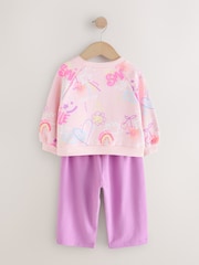 Pink/Purple Doodle Sweatshirt and Barrel Leg Joggers Set (3mths-7yrs) - Image 6 of 8