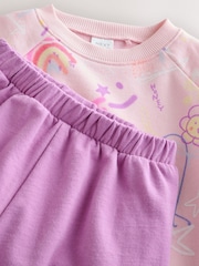 Pink/Purple Doodle Sweatshirt and Barrel Leg Joggers Set (3mths-7yrs) - Image 7 of 8