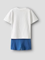 Name It White 100% Cotton Shark Graphic T-Shirt & Shorts Set - Image 2 of 4