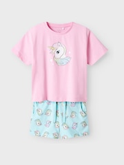 Name It Blue Unicorn Shorts Sleeve T-Shirt & Shorts Set - Image 1 of 2