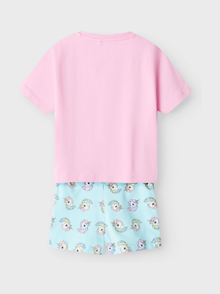 Name It Blue Unicorn Shorts Sleeve T-Shirt & Shorts Set - Image 2 of 2