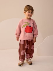 Pink/Brown Tomato Sweatshirt and Barrel Leg Joggers Set (3mths-7yrs) - Image 1 of 3