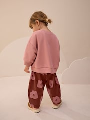 Pink/Brown Tomato Sweatshirt and Barrel Leg Joggers Set (3mths-7yrs) - Image 2 of 3