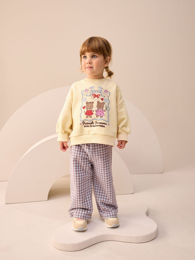 Yellow Gingham Bears Sweatshirt & Wide Leg Trousers Set (3mths-7yrs) - Image 1 of 8