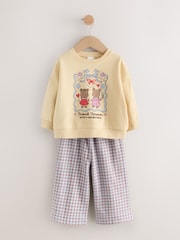 Yellow Gingham Bears Sweatshirt & Wide Leg Trousers Set (3mths-7yrs) - Image 4 of 8