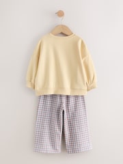 Yellow Gingham Bears Sweatshirt & Wide Leg Trousers Set (3mths-7yrs) - Image 5 of 8