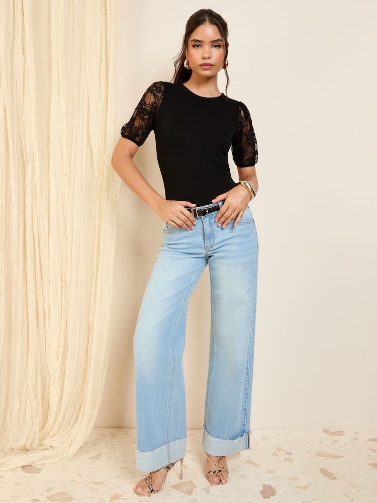 Friends Like These Lace Short Sleeve Top - Image 2 of 5 Friends Like These Lace Short Sleeve Top - Image 2 of 5