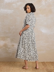 PixieGirl Petite Black Blurred Ditsy Twist Collar Dress - Image 3 of 6