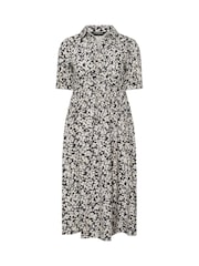 PixieGirl Petite Black Blurred Ditsy Twist Collar Dress - Image 6 of 6