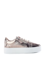 Moda In Pelle Abbiy Chunky Slab Sole Side Zip Lace Up Trainers - Image 1 of 4