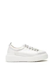 Белый - Moda in Pelle Blossie Pearl Detail Slab Sole Leather Trainers - Image 1 of 4