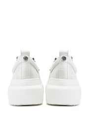Белый - Moda in Pelle Blossie Pearl Detail Slab Sole Leather Trainers - Image 3 of 4