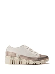 Moda in Pelle Shoon Grey Edrea Feature Wedges Sole Lace-Up Leather Trainers - Image 1 of 4