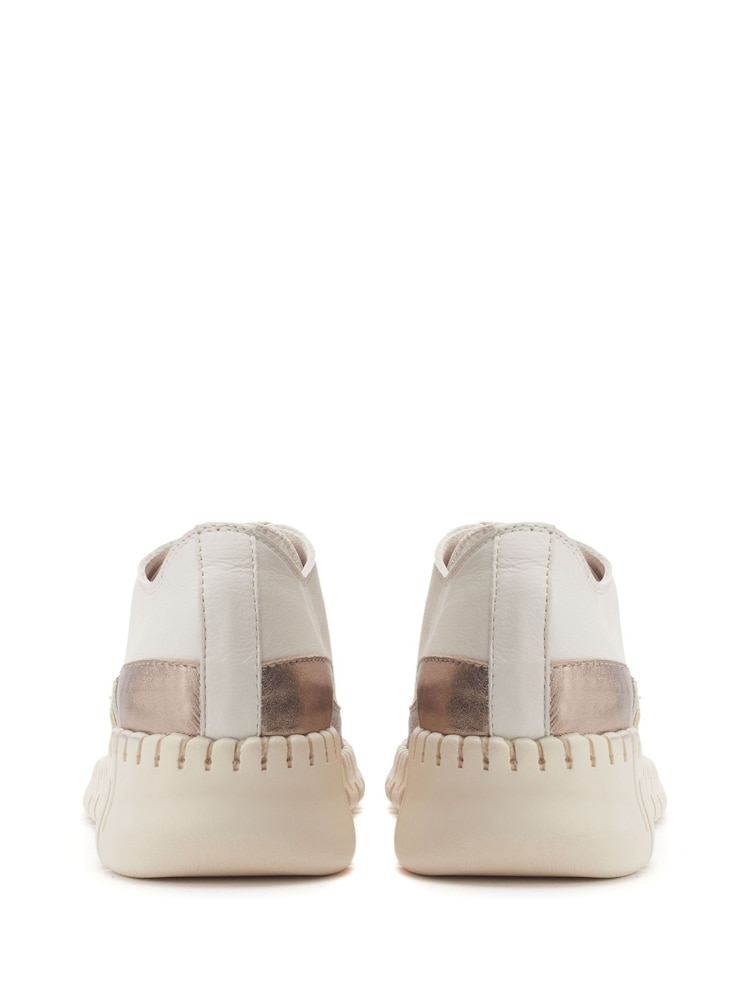 Złoty - Moda in Pelle Shoon Grey Edrea Feature Wedges Sole Lace-Up Leather Trainers - Image 3 of 4