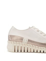 Moda in Pelle Shoon Grey Edrea Feature Wedges Sole Lace-Up Leather Trainers - Image 4 of 4