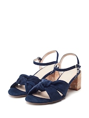 Moda in Pelle Blue Mokara Twist Knot Feature Block Heel Sandals - Image 2 of 4