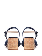 Moda in Pelle Blue Mokara Twist Knot Feature Block Heel Sandals - Image 3 of 4