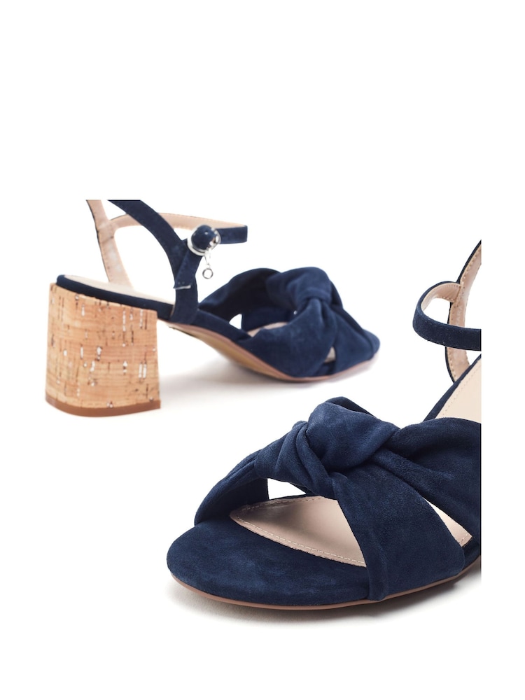 Moda in Pelle Blue Mokara Twist Knot Feature Block Heel Sandals - Image 4 of 4