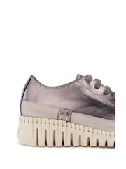 Moda in Pelle Shoon Grey Edrea Feature Wedges Sole Lace-Up Leather Trainers - Image 4 of 4