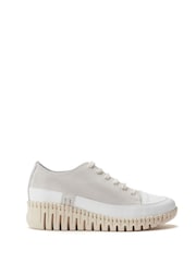 Moda in Pelle Shoon Grey Edrea Feature Wedges Sole Lace-Up Leather Trainers - Image 1 of 4