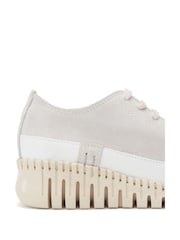 Moda in Pelle Shoon Grey Edrea Feature Wedges Sole Lace-Up Leather Trainers - Image 4 of 4