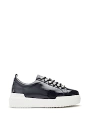 Черный - Moda in Pelle Blossie Pearl Detail Slab Sole Leather Trainers - Image 1 of 4