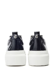 Черный - Moda in Pelle Blossie Pearl Detail Slab Sole Leather Trainers - Image 3 of 4