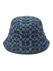 COACH Blue Signature C Denim Bucket 100% Cotton Hat - Image 1 of 3