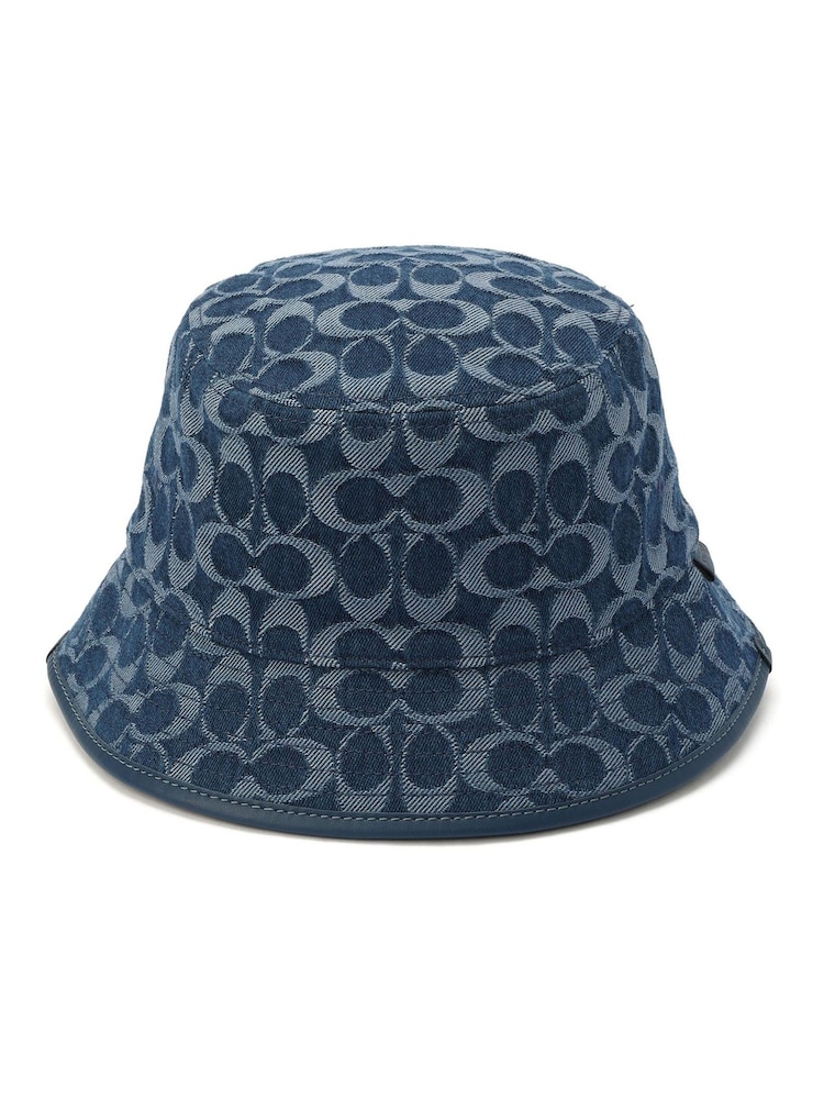 COACH Blue Signature C Denim Bucket 100% Cotton Hat - Image 1 of 3