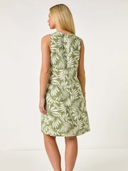 Roman Green Petite Leaf Print Shift Dress - Image 3 of 5
