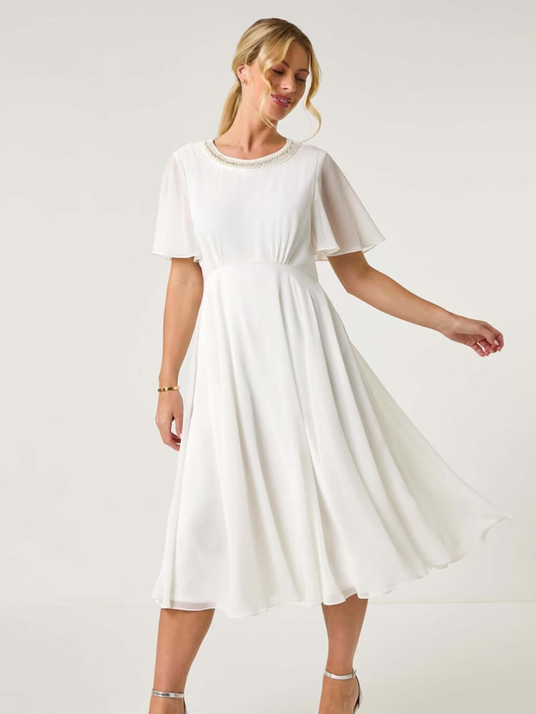 Blanco - Roman Petite Trim Neck Short Sleeve Dress - Imagen 2 de 5 Blanco - Roman Petite Trim Neck Short Sleeve Dress - Imagen 2 de 5