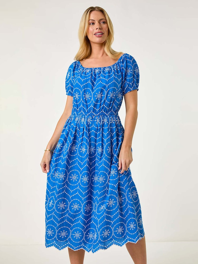 Azul - Roman Petite Contrast Embroidery Dress - Imagen 1 de 5 Azul - Roman Petite Contrast Embroidery Dress - Imagen 1 de 5
