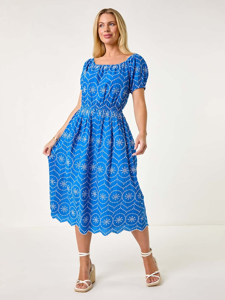 Azul - Roman Petite Contrast Embroidery Dress - Imagen 2 de 5 Azul - Roman Petite Contrast Embroidery Dress - Imagen 2 de 5