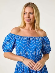 Синий - Платье с контрастной вышивкой Roman Petite - Image 4 of 5