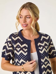 Roman Blue Petite Chevron Open cardigan - Image 1 of 5