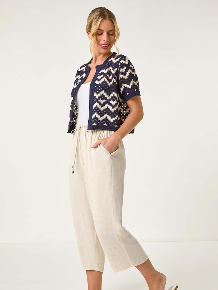 Roman Blue Petite Chevron Open cardigan - Image 2 of 5