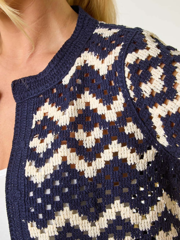 Roman Blue Petite Chevron Open cardigan - Image 5 of 5