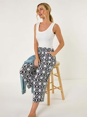 Roman Blue Petite Geo Print Stretch Trousers - Image 1 of 5