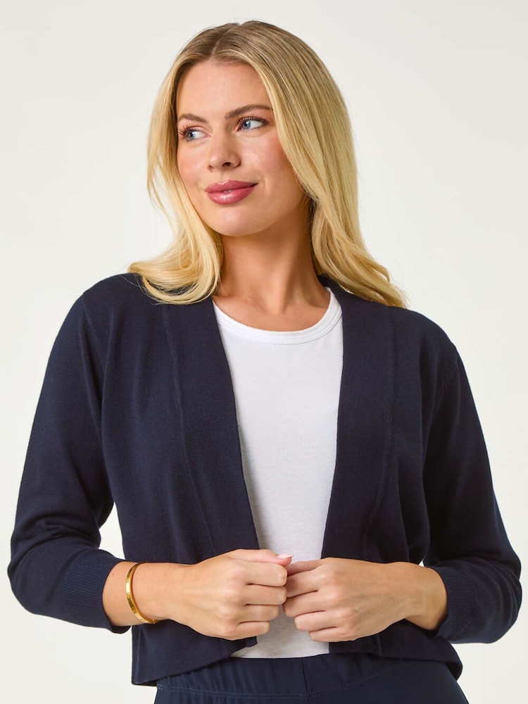 Синій - Roman мініатюрні Lace Back Bolero кардигані - Image 4 of 5