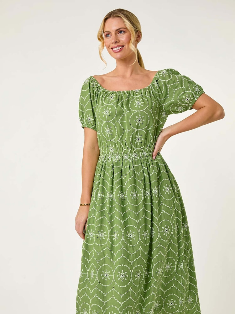 Verde - Roman Petite Contrast Embroidery Dress - Imagen 1 de 5 Verde - Roman Petite Contrast Embroidery Dress - Imagen 1 de 5